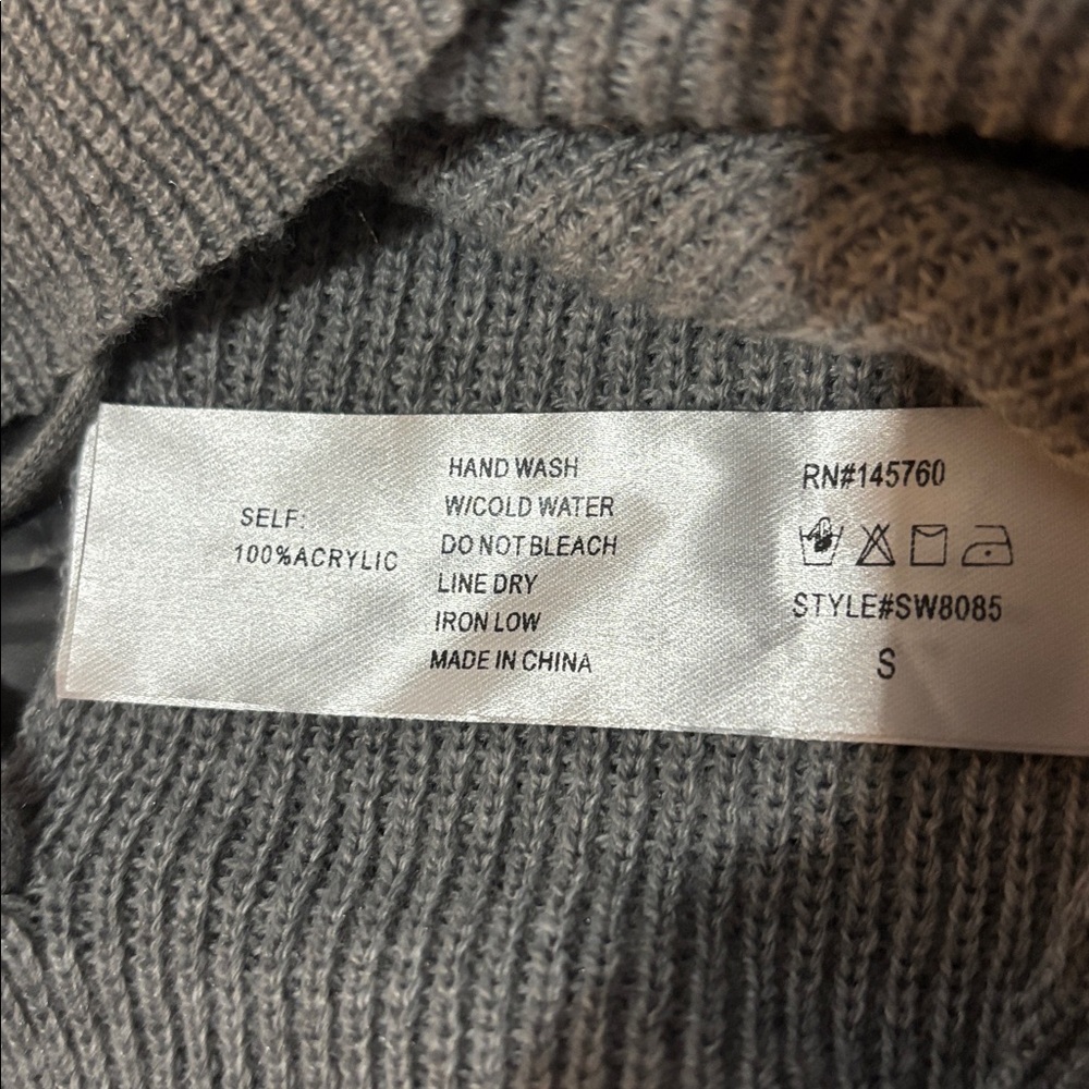 Heather Gray Knit Lace-Up Crop Top S - Picture 5 of 5
